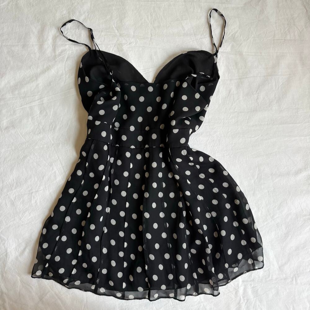 y2k silk polka dot cami ICE 100% silk babydoll top size large - Picture 7 of 8